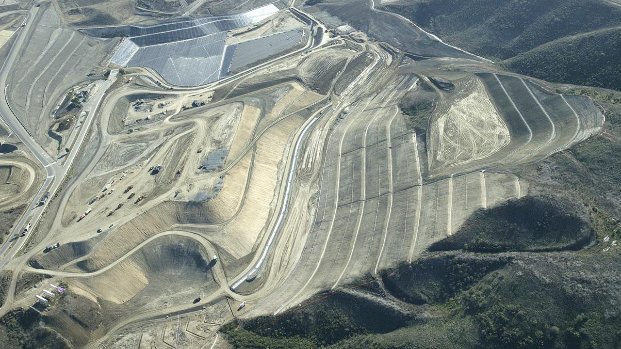 Aerial view of a landfill